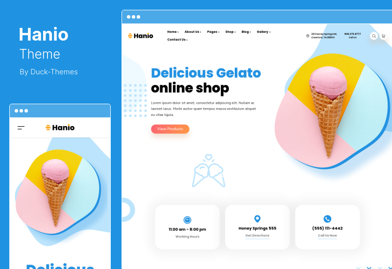 Hanio Theme - тема WordPress для магазина меда и сладостей