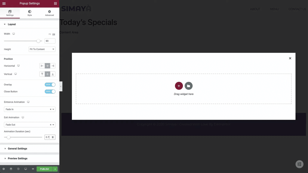 Créer une popup avec Elementor