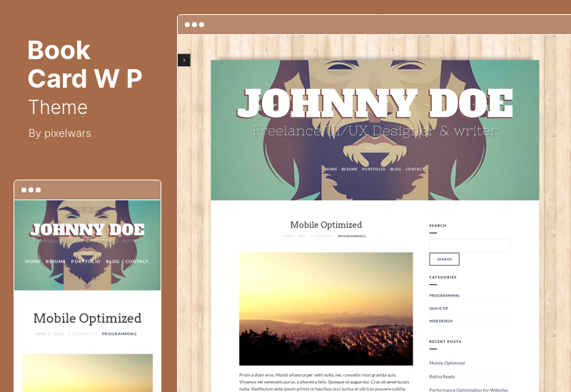 BookCard WP Theme - 3D сложенная тема WordPress vCard