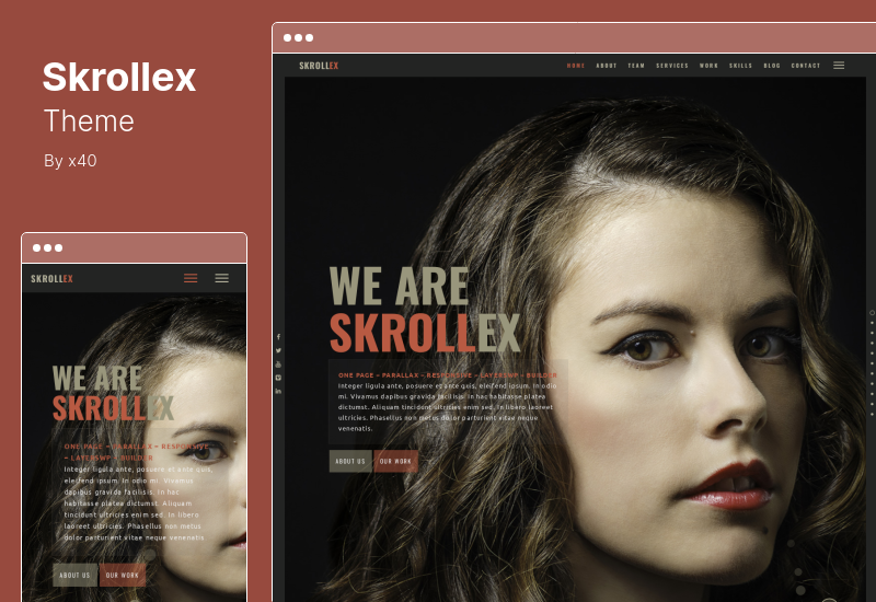 Skrollex Theme — креативная одностраничная тема WordPress с параллаксом