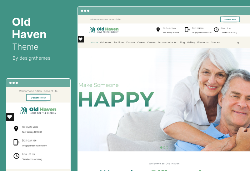Old Haven 主题 - 老年之家，高级护理 WordPress 主题