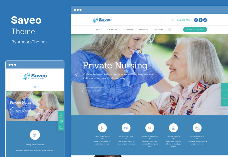 Saveo 主题 - 家庭护理和私人护理机构 WordPress 主题