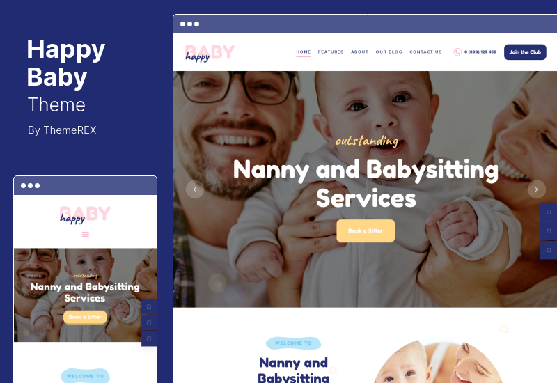 Happy Baby Theme - 保姆和保姆服务儿童 WordPress 主题