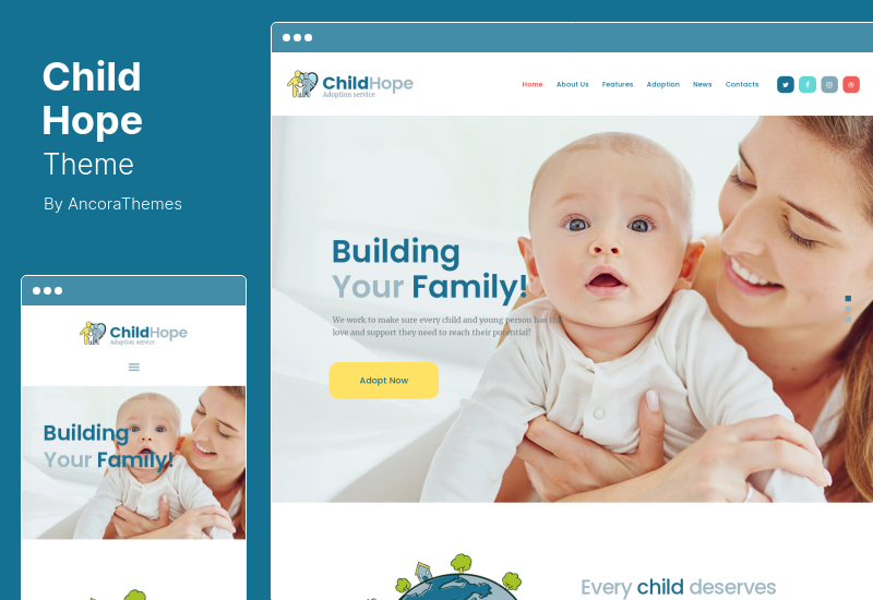 ChildHope Theme - Тема WordPress для службы усыновления и благотворительной некоммерческой организации