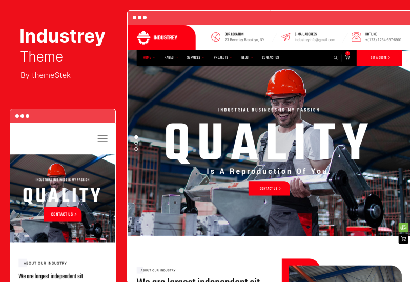 Industrey Theme - Тема WordPress для промышленности и инженеров