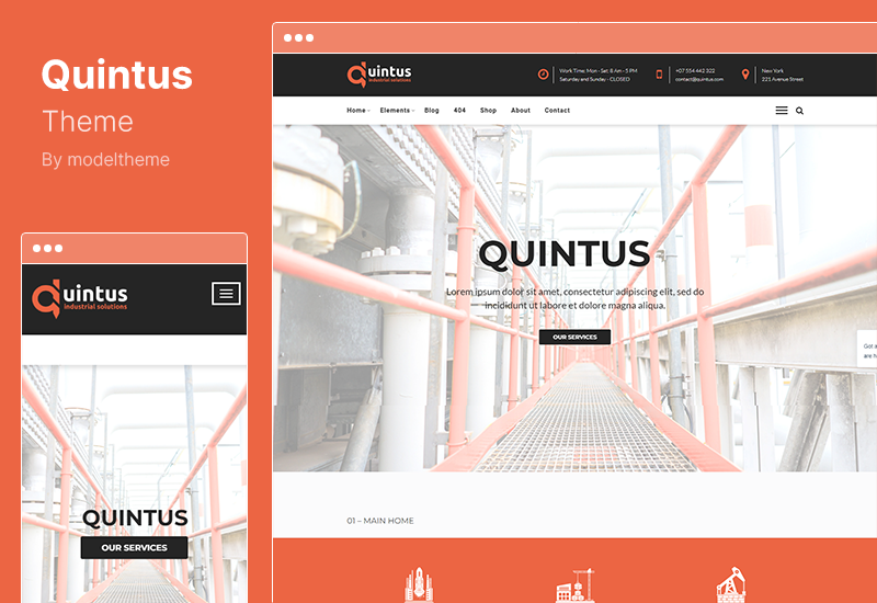 Quintus Theme - Тема WordPress для промышленного проектирования