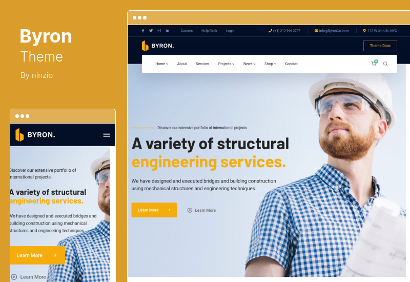 Byron Theme - Тема WordPress для строительства и инженерии