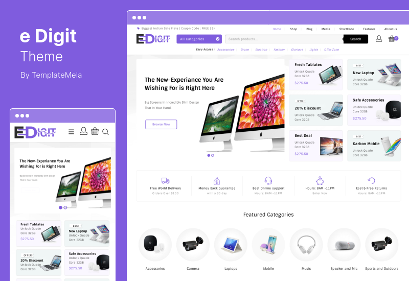 eDigit Theme - Многоцелевая тема WooCommerce