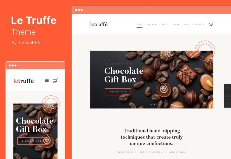 Le Truffe Theme - Тема WordPress для магазина шоколадных сладостей и сладостей