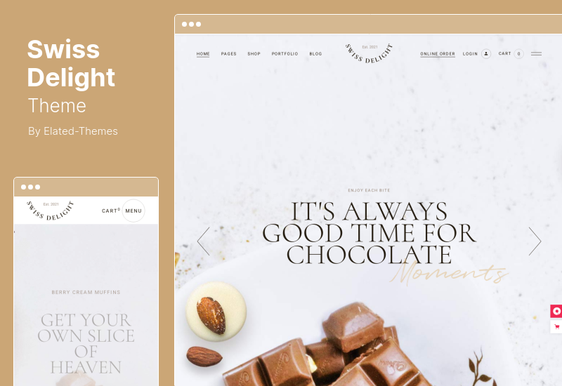 Swiss Delight Theme - Тема WordPress для магазина шоколада и тортов