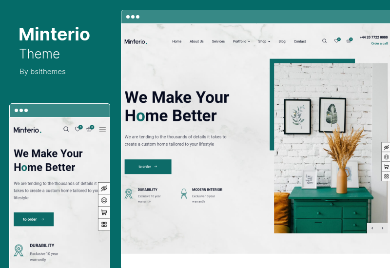 Minterio Theme - тема WordPress для дизайна интерьера