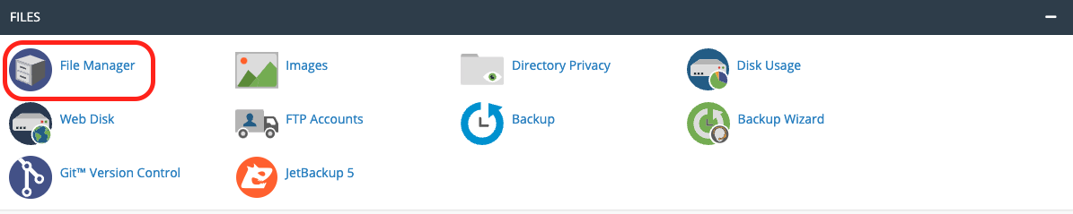 Опция файлового менеджера в cPanel
