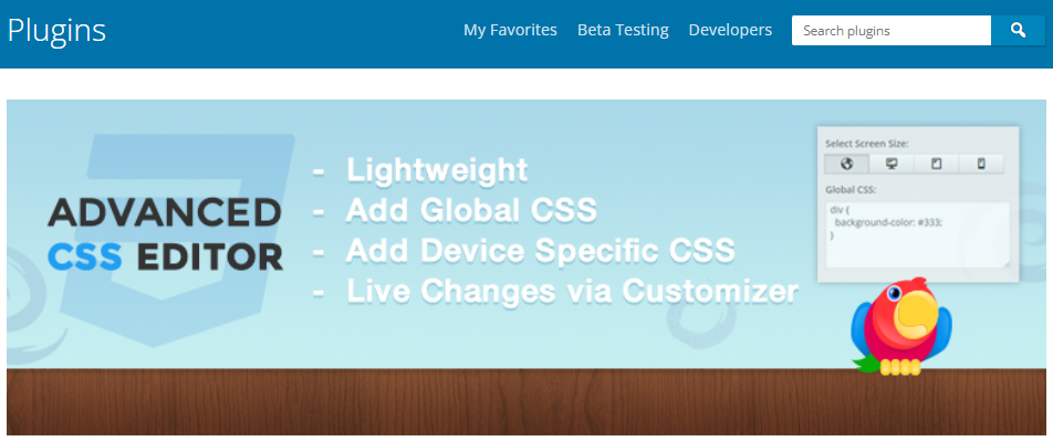 WP Add Custom CSS — пользовательский код CSS, добавляющий плагины