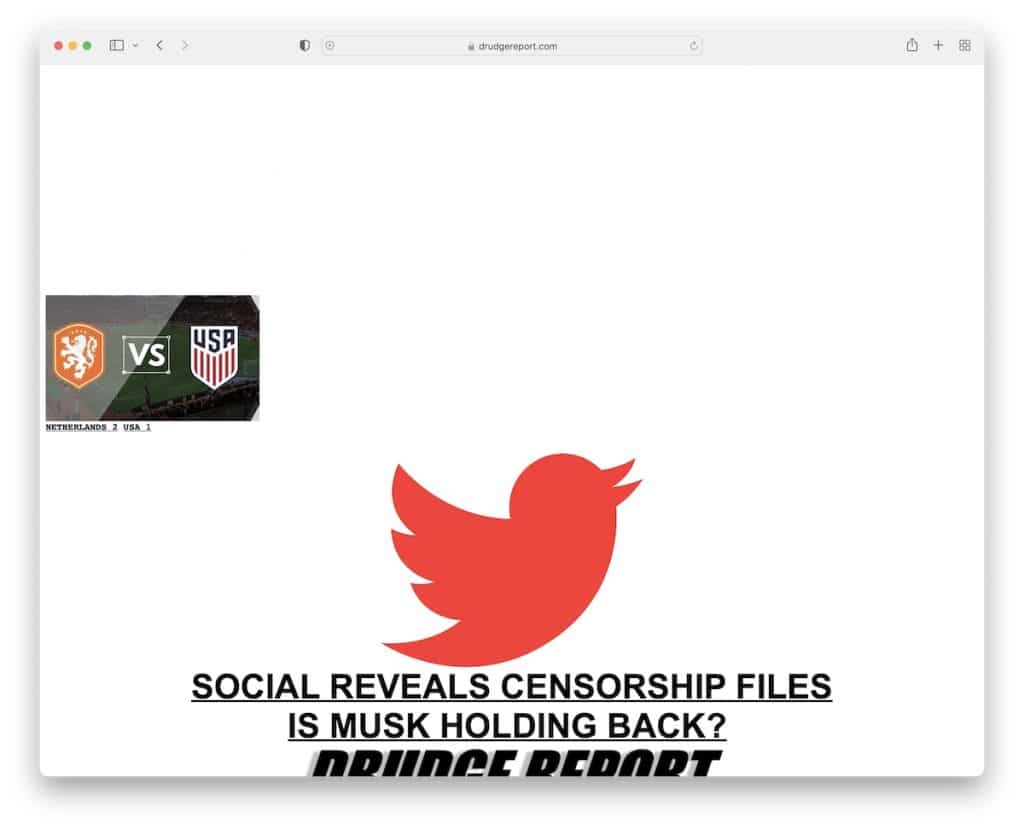 Drudge signaler une mauvaise conception de site Web