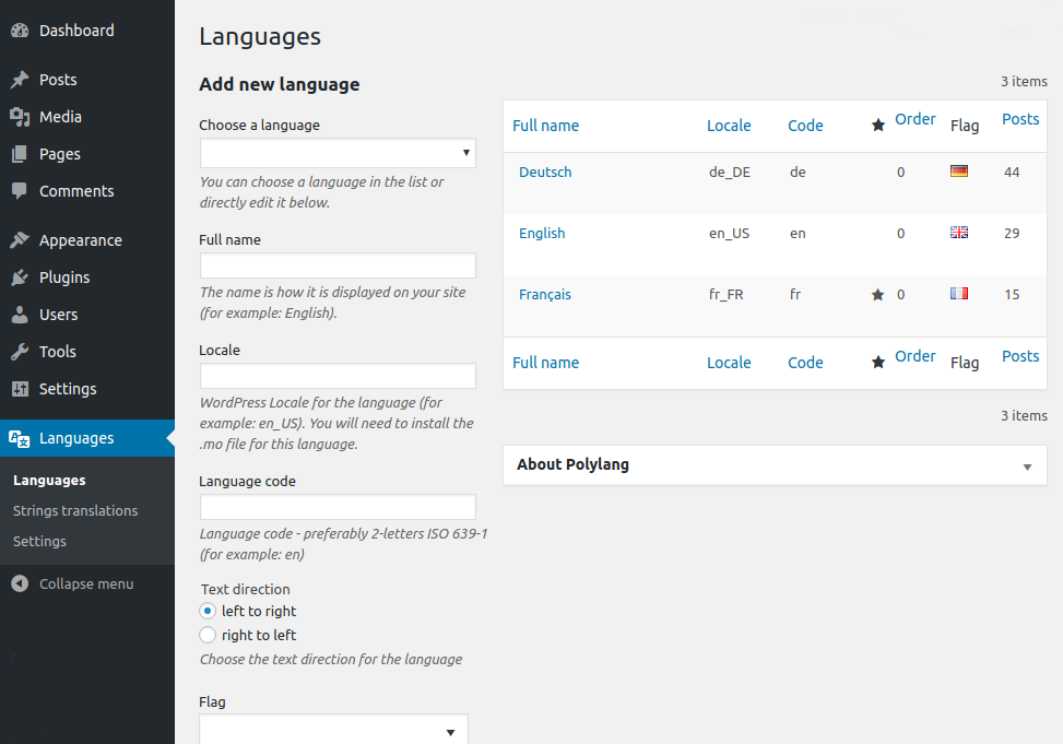 polylang vs wpml number of available languages 1