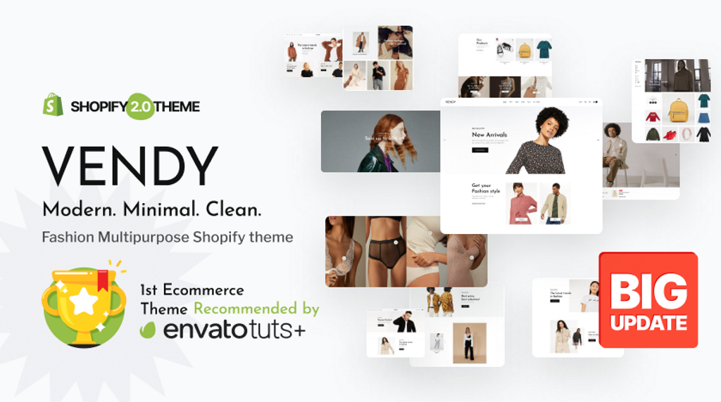 Vendy, un thème Shopify polyvalent propre et minimaliste pour la mode