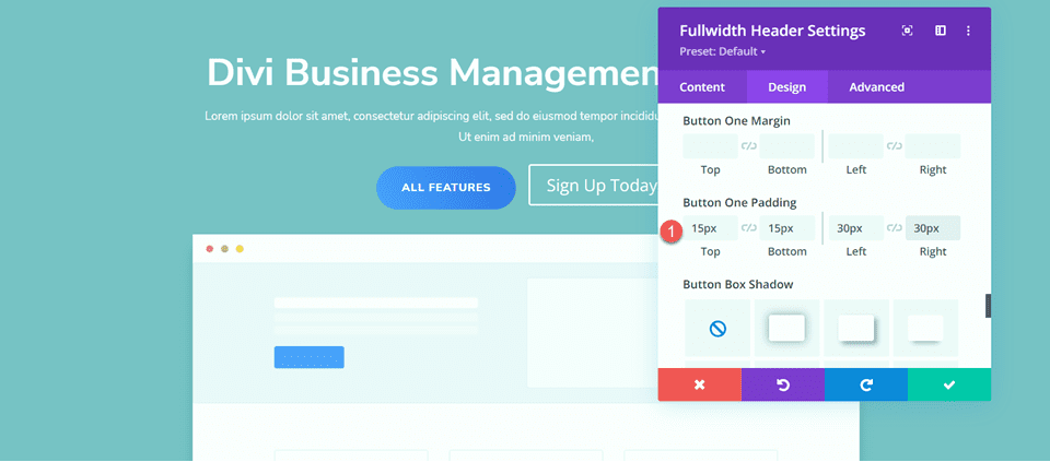 Divi Fullwidth Header Layout di sfondo sfumato Imbottitura a 3 pulsanti