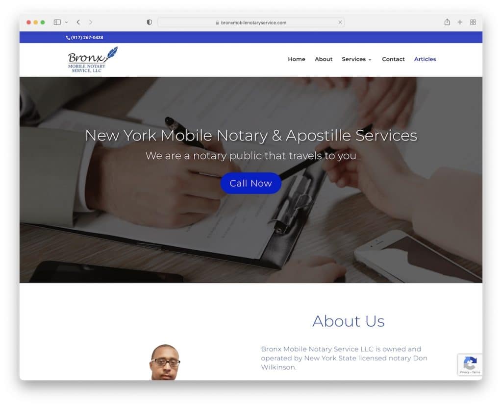 site Web du service de notaire mobile du bronx