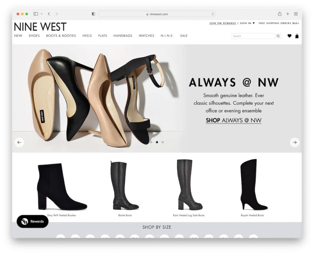 exemple de site Web de chaussures neuf ouest