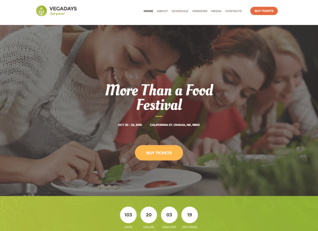 VegaDays | Thème WordPress du festival de la cuisine végétarienne et de l'événement écologique