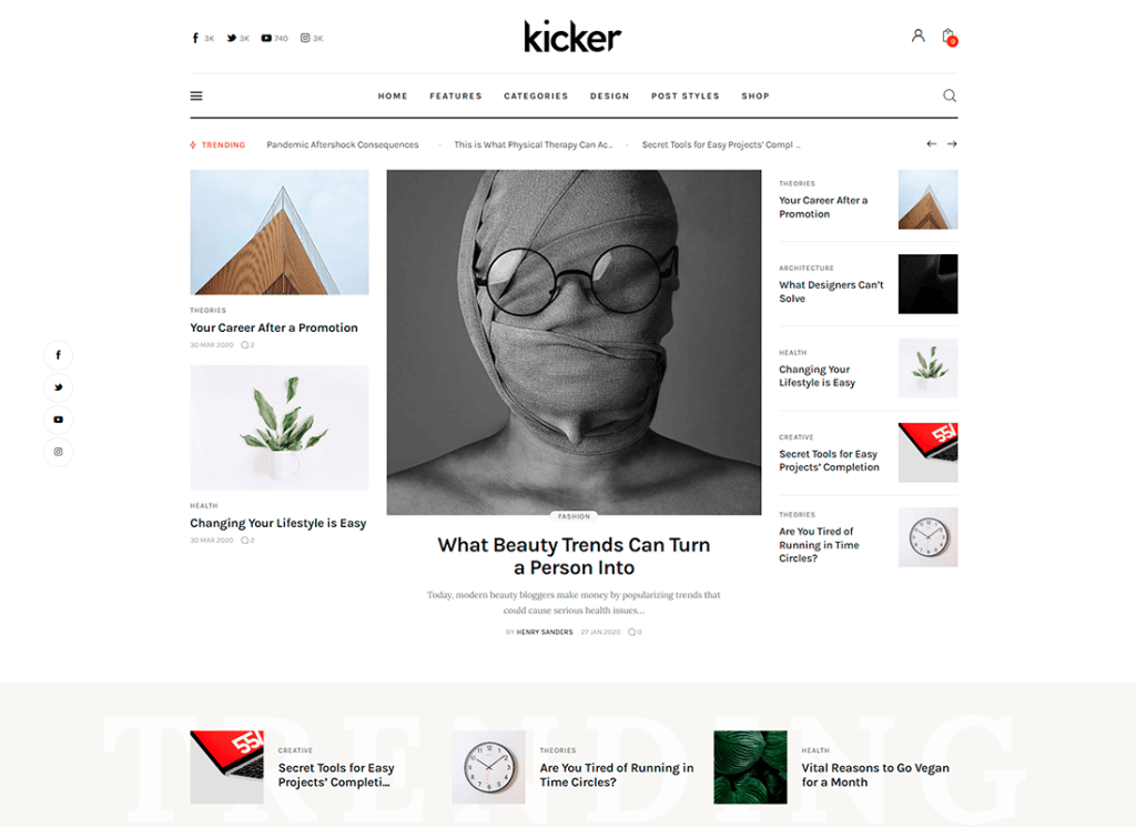 Kicker - 다목적 블로그 매거진 WordPress Theme + Gutenberg