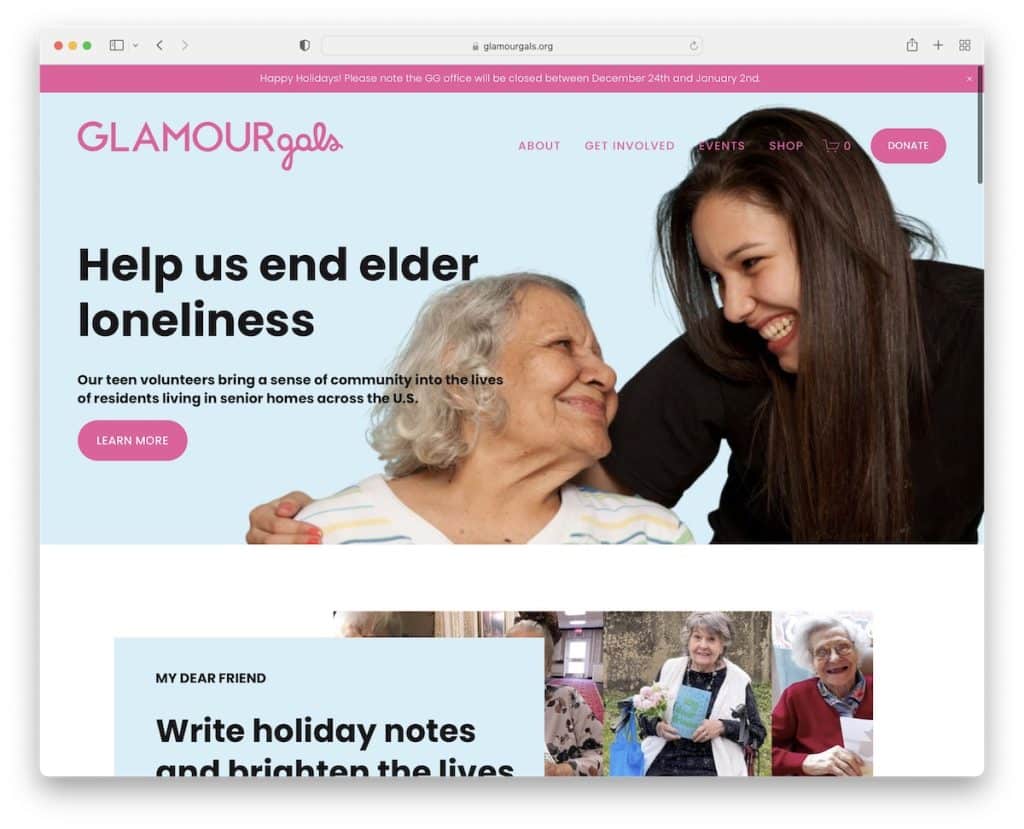 sito web senza scopo di lucro di glamourgals