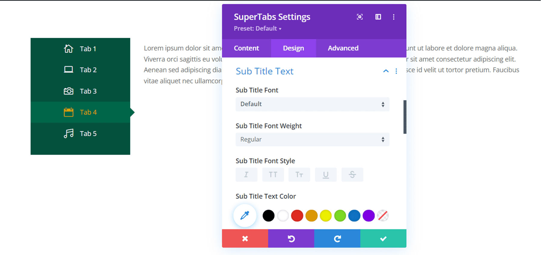 Divi Plugin Highlight Divi SuperTabs Altyazı Metni