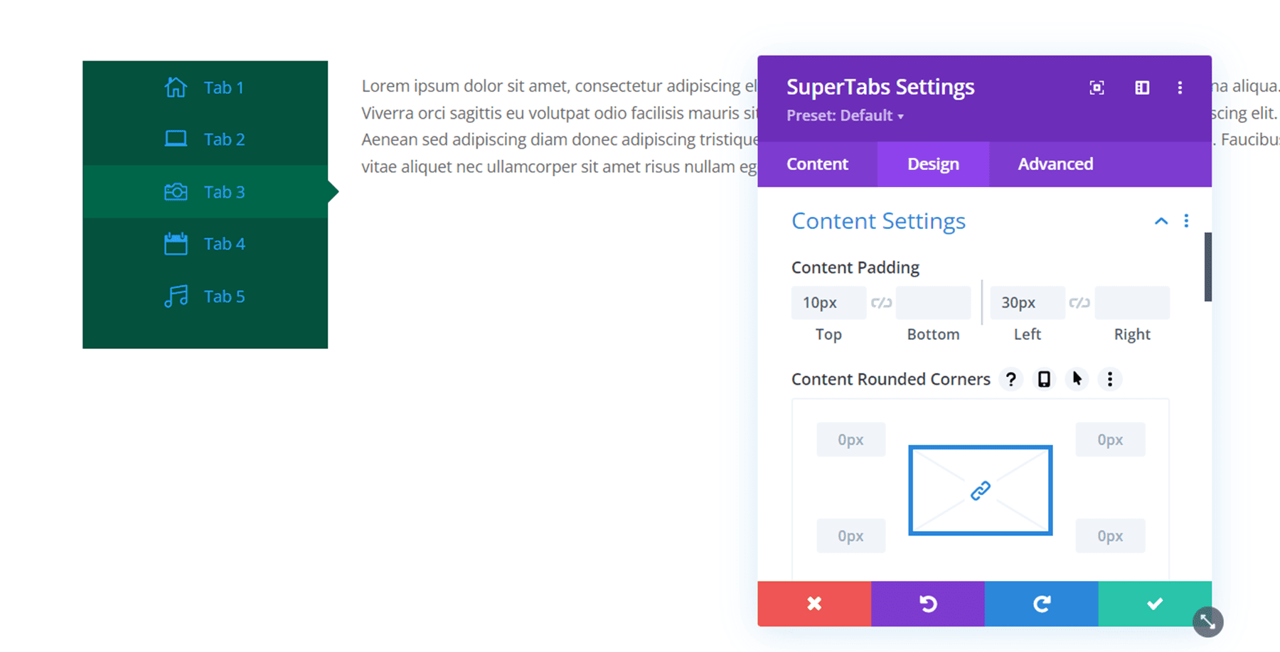 Divi Plugin Highlight Divi SuperTabs İçerik Ayarları