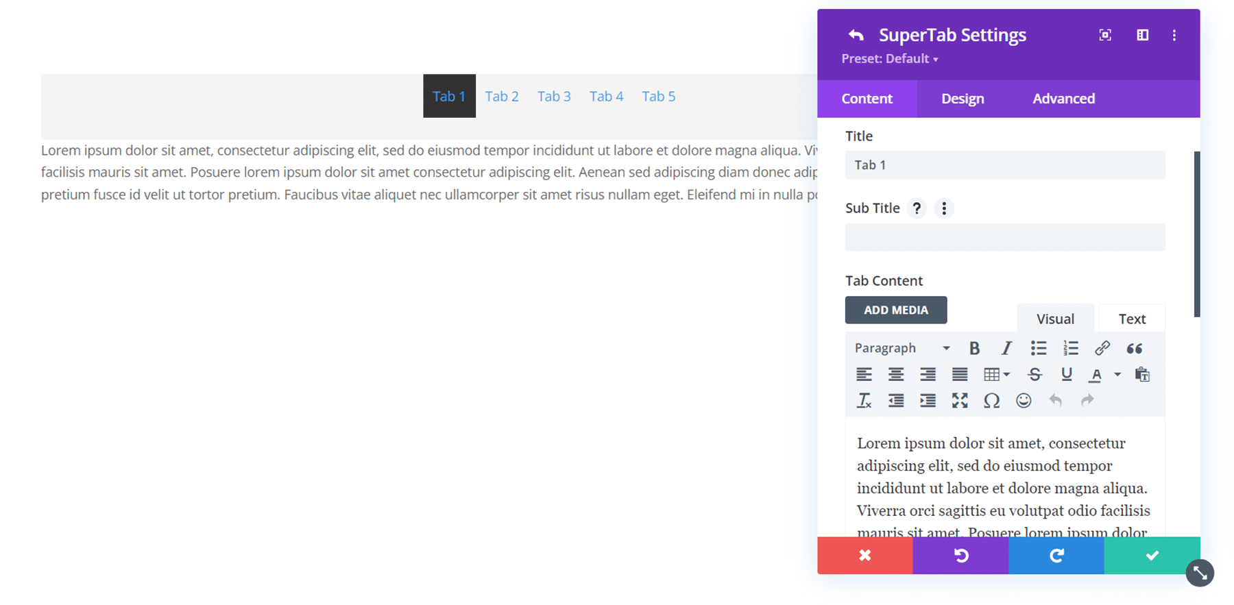 Divi Plugin Highlight Divi SuperTabs Sekmesi İçeriği