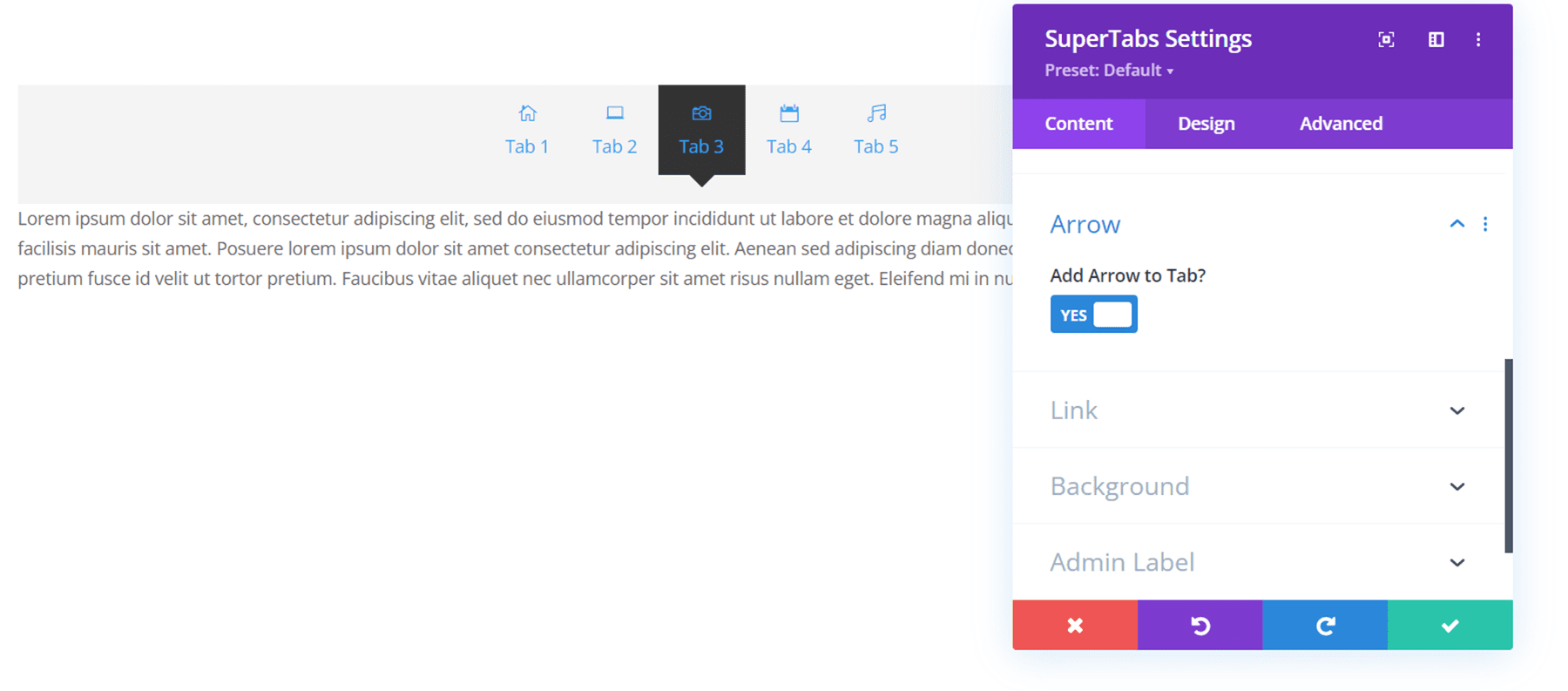 Divi Plugin Highlight Divi SuperTabs Arrow