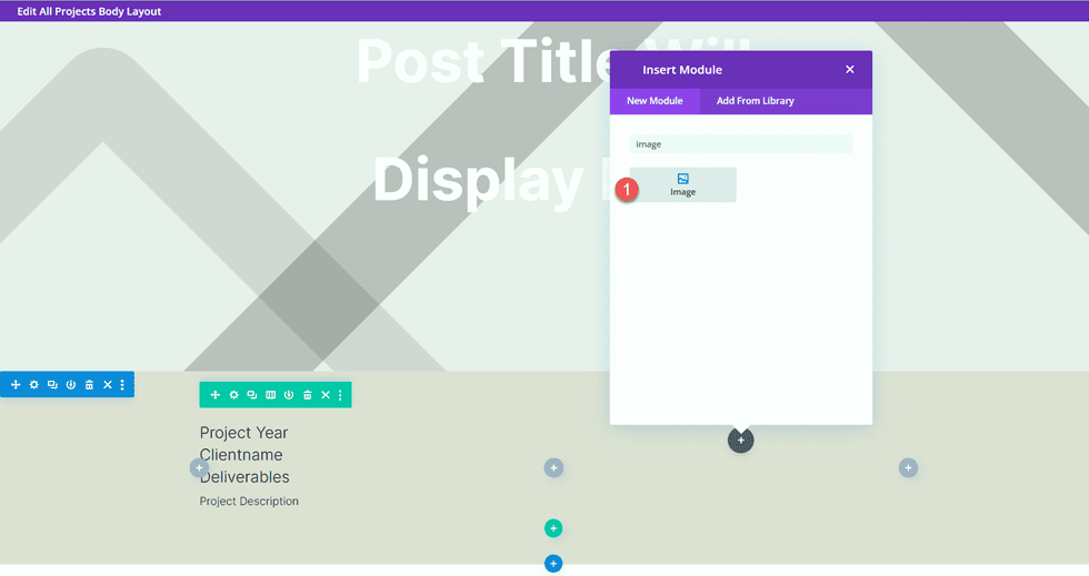 Portfólio de Correspondência Divi e Módulo de Imagem de Projetos