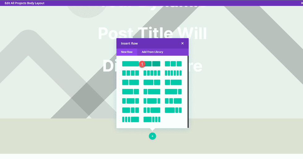 Portfólio de Correspondência Divi e Layout de Linha de Projetos