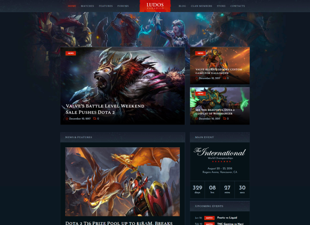 Ludos Paradise — blog o grach wideo i klanowy e-sport Motyw WordPress