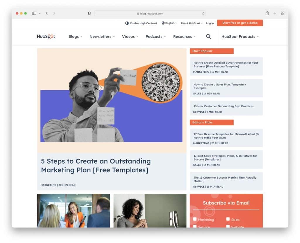 exemplo de blog hubspot