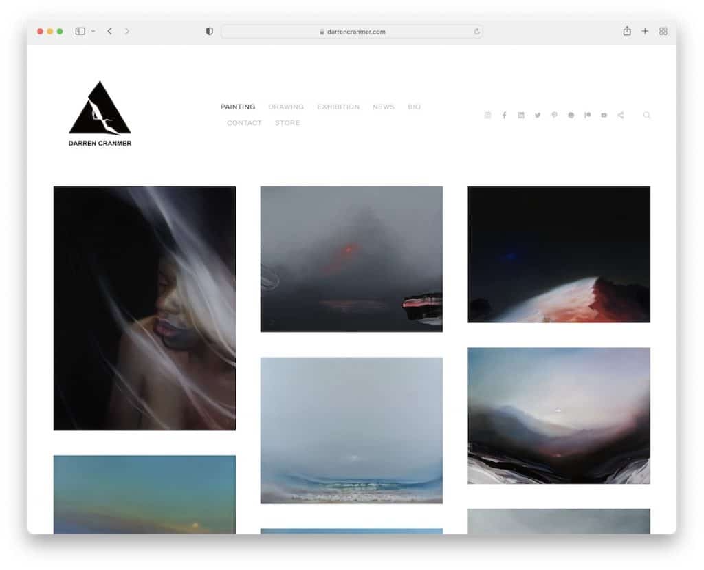 site web du portfolio d'artistes de darren cranmer