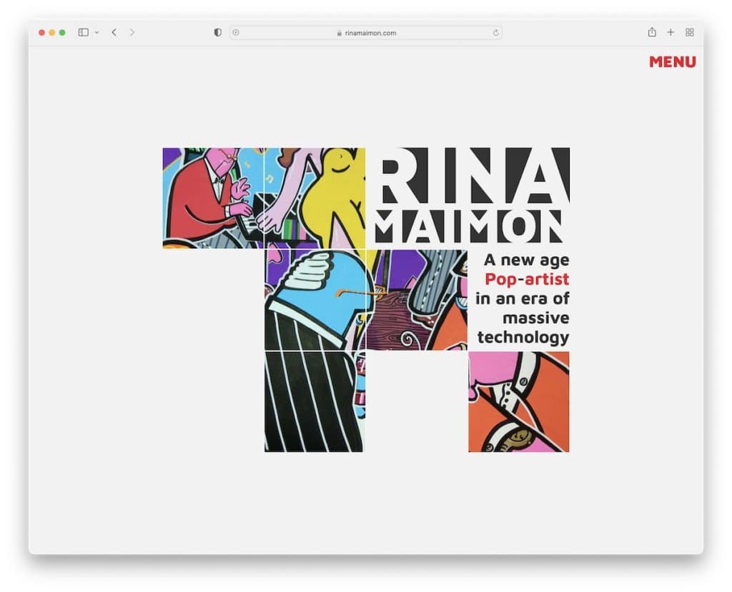 Site Web du portefeuille d'artistes de rina maimon