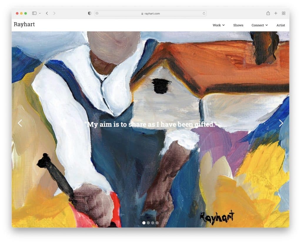 site web du portfolio d'artistes ray hart