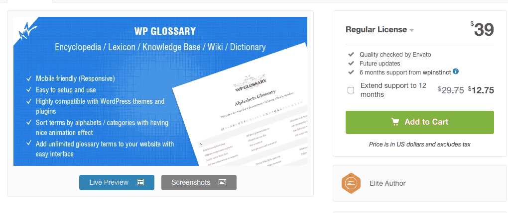 Site do plug-in WP Glossary