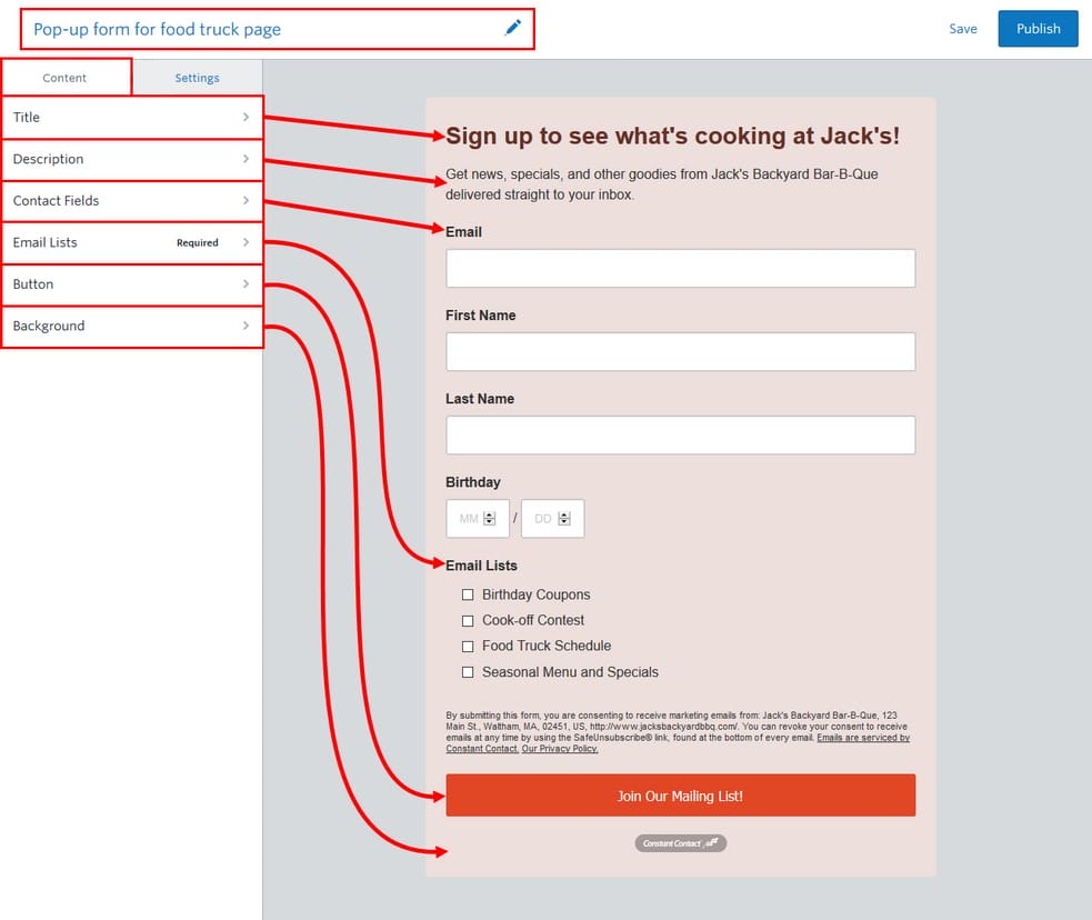 Créer un formulaire d'inscription à contact constant