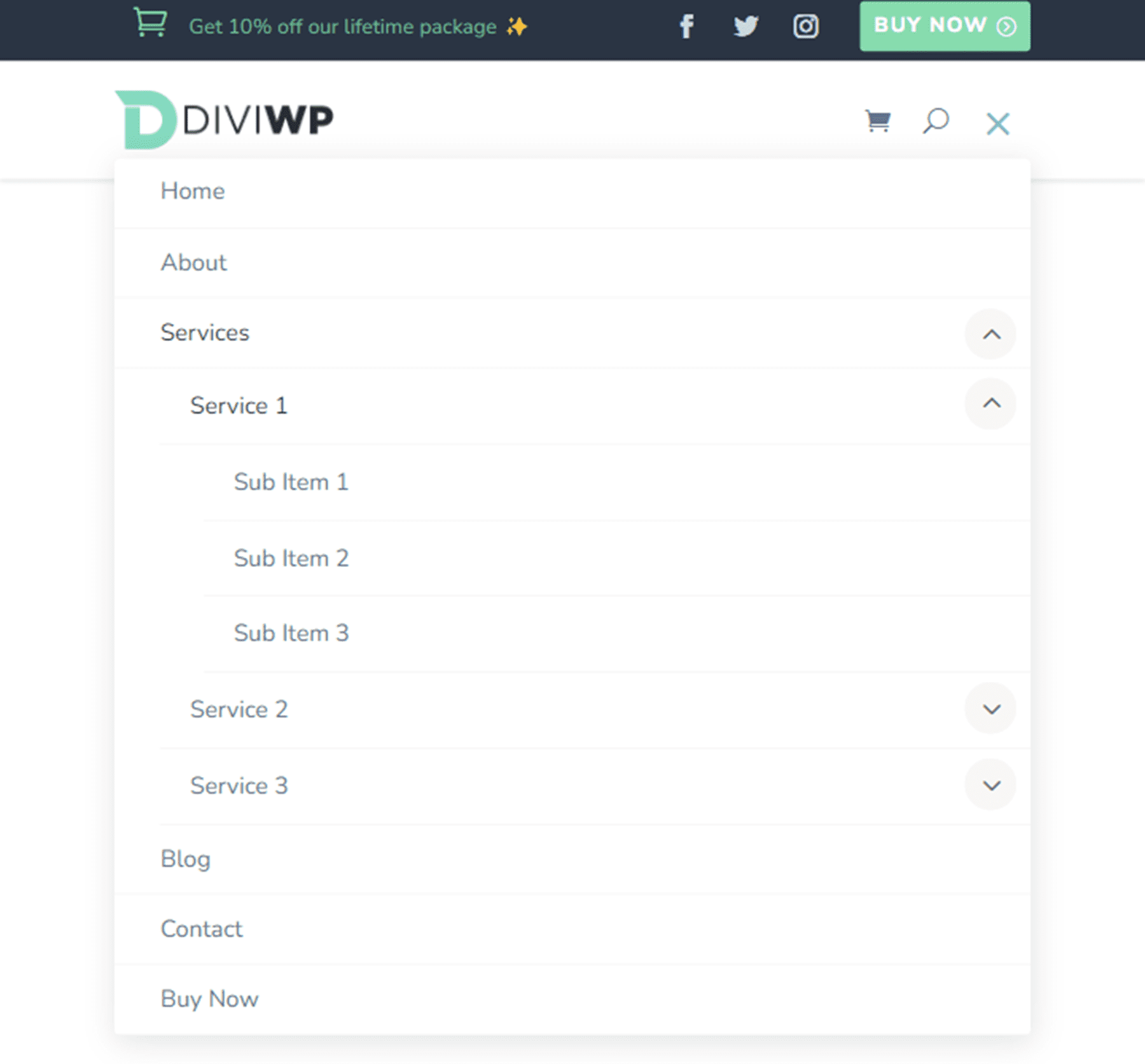 Point fort du produit Divi Sections d'en-tête DiviWP Disposition du pack 11 Tablette