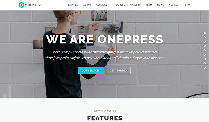 one page scrolling WordPress theme