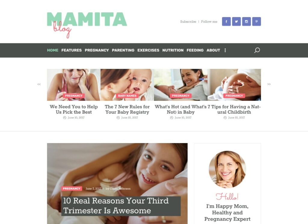 Mamita | Ciąża i macierzyństwo Cinique Blog Motyw WordPress