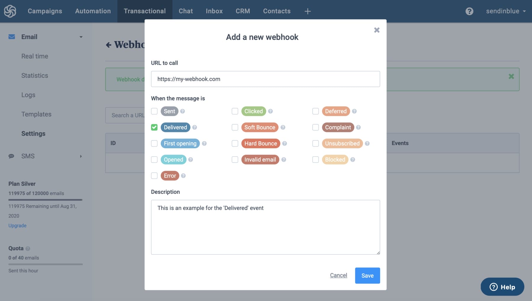 Sendinblue Обзор вебхуков