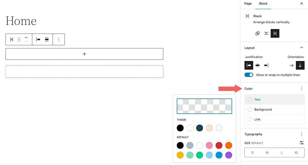 configurações de cores