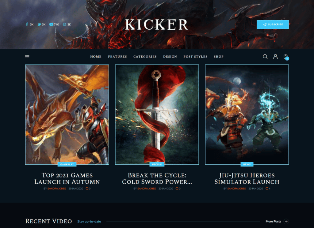 Kicker - Tema WordPress multiuso per riviste di blog