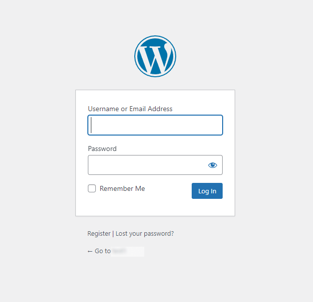 Página de login padrão do WordPress