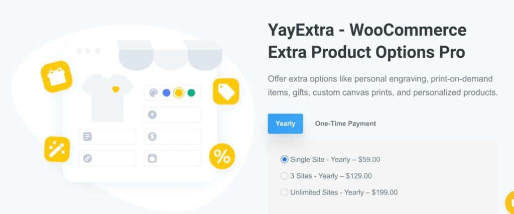 yayextra revisa opciones adicionales para el producto