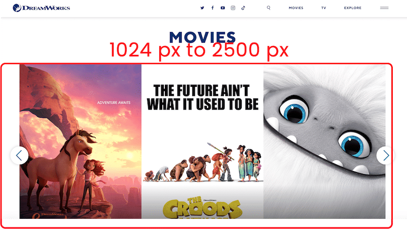 Tayangan slide situs web untuk menampilkan film saat ini - Sumber: Dreamworks