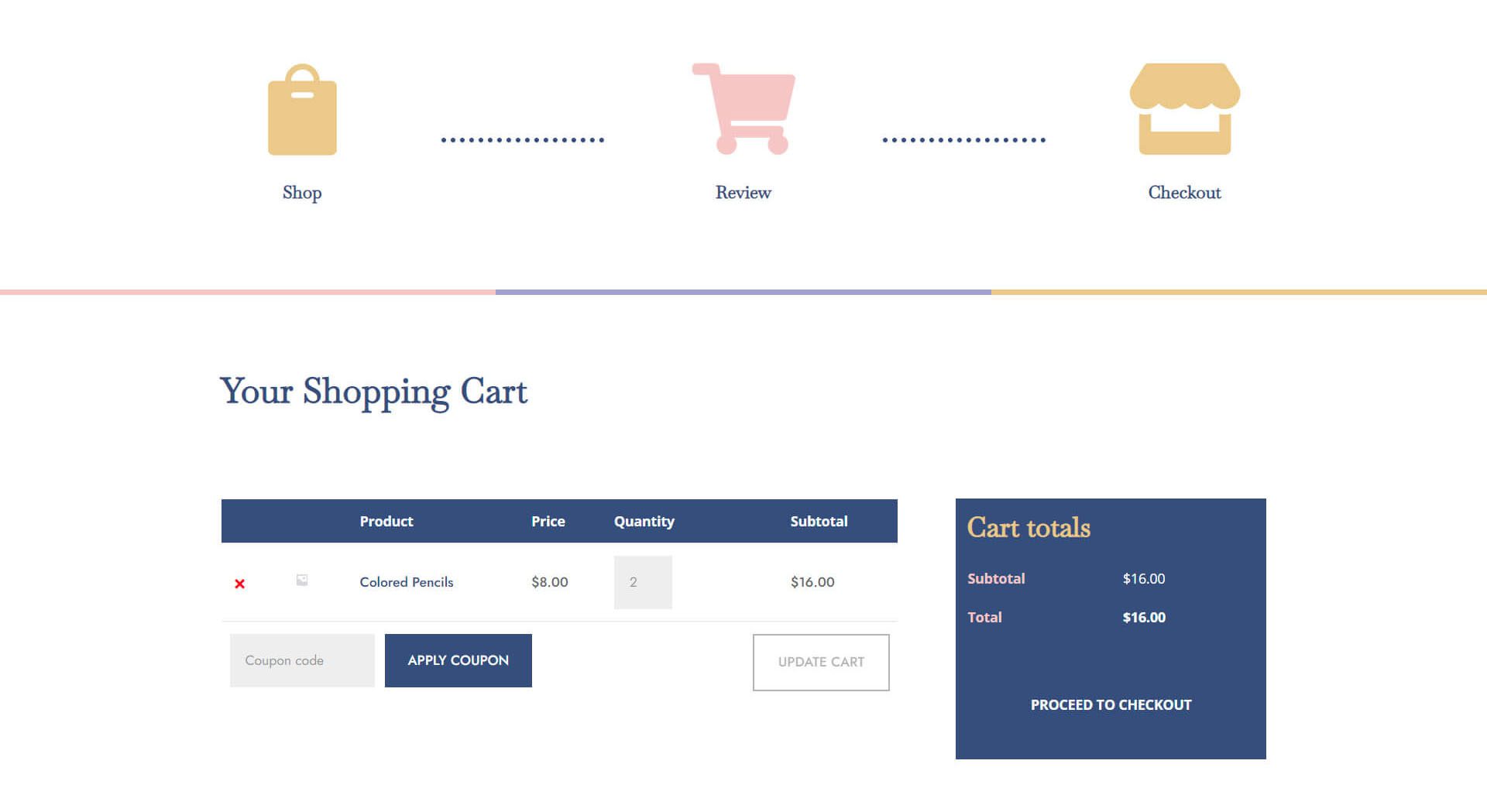 Divi Toy Store Cart mit Cart Flow Timeline - Cart Template