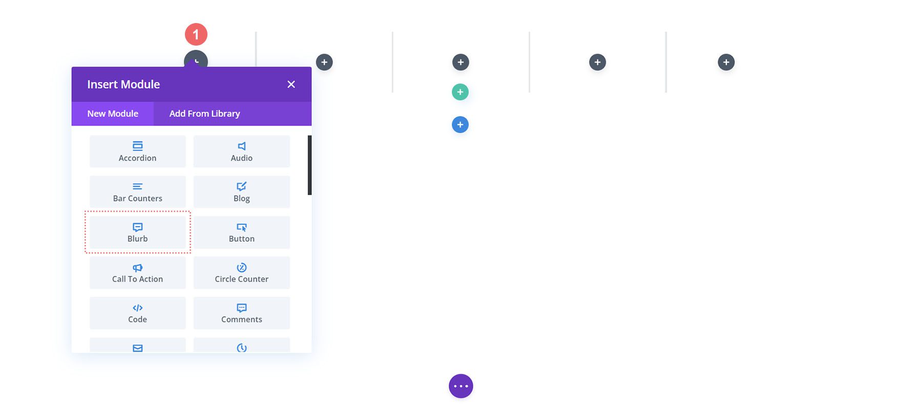 เพิ่ม Blurb Modules ลงในคอลัมน์